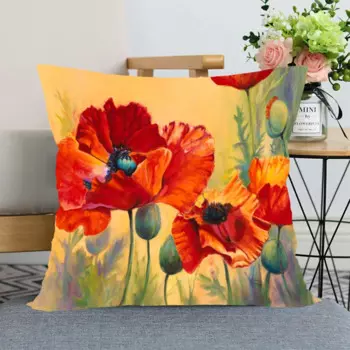 Чехол для подушки HEARMNY с принтом мака 45x45 см