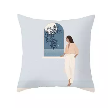 Чехол для подушки PRINTED голубой полиэстер/хлопок 45x45 см