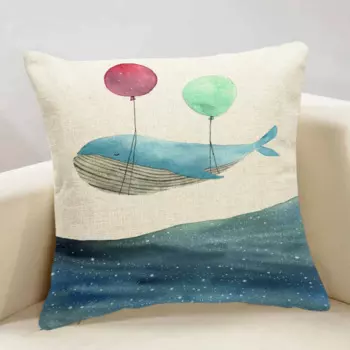 Чехол для подушки Whale Pattern Cotton Linen 45x45 см