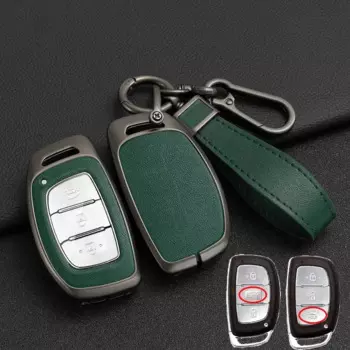 Чехол из цинкового сплава + кожаный чехол для ключей от автомобиля для Hyundai ix25 ix35 ix45 Tucson Sonata Rena Creta Verna Solaris Mistra Elantra Accent