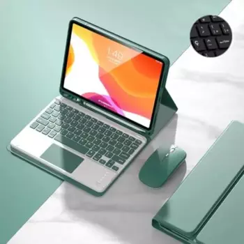 Чехол из искусственной кожи с двойной защитой с клавиатурой Bluetooth и совместимой мышью для iPad Air 13 (M2, 2024)