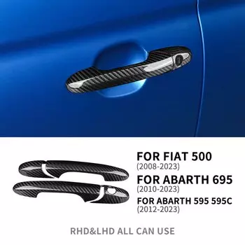 Чехол из натурального твердого углеродного волокна для дверной ручки Fiat 500 2008-2023 Abarth 595 595C 2012-2023 695 2010-2023, ручка для сухой карбоновой двери