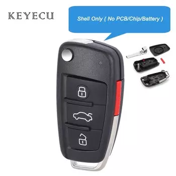 Чехол Keyecu Smart / Flip Remote Key Car Shell Fob Cover 3 4 кнопки для Audi A2 A3 A4 A5 A6 A7 A8 Q5 Q7 TT SQ7 S4 RS4 RS5