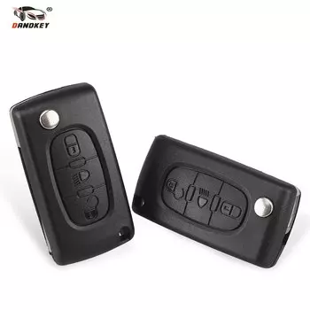Чехол-книжка для брелока автомобиля Dandkey VA2, CE0523, для PEUGEOT 107, 207, 307, 308, 406, 408, Citroen C2, C3, C4, C5, C6, XSARA, складной, с 3 кнопками