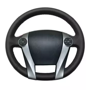 Чехол на руль автомобиля, черный, натуральная кожа, замша для Toyota Prius 30 (XW30) 2009-2015 Prius C (США) 2012-2017 Prius V (США) 2012