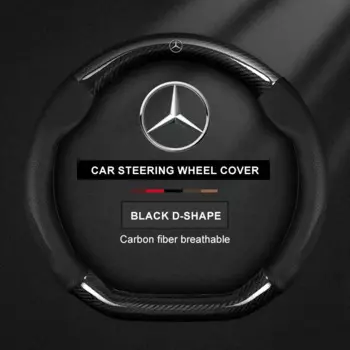 Чехол на руль автомобиля для Mercedes Benz AMG W203 W206 W220 W205 W211 W212 W201 W210 B/C/E Class GLC GLK CLA GLA из углеродного волокна