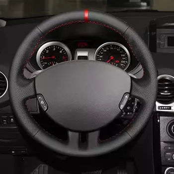 Чехол на руль автомобиля с ручной вышивкой для Renault Clio 3 RS 2005 2006 2007 2008 2009 2010 2011 2012 2013, перфорированная кожаная отделка