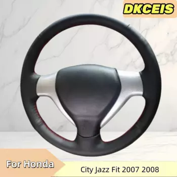 Чехол на руль автомобиля «сделай сам», дышащий из искусственной кожи для Honda Jazz Fit 2005 2006 2007 2008, плетеный чехол на руль с перекрестным колесом