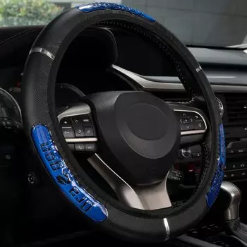 Чехол на руль автомобиля, светоотражающий эластичный чехол из искусственной кожи, подходит для диаметра 37-38 см, аксессуары для салона автомобиля, протектор