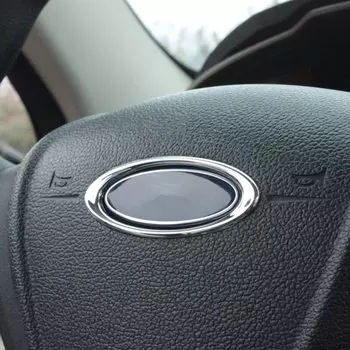 Чехол на руль из АБС-пластика с хромированной отделкой, кольцо с логотипом для Ford for New Focus 3 MK3 MK4 2012 2013 2014, автомобильные аксессуары