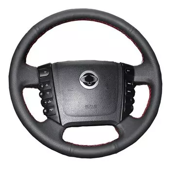 Чехол на руль из черной кожи для Ssangyong KYRON ACTYON Rexton W Rodius