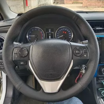 Чехол на руль из искусственной кожи, дышащий для Toyota E'Z RAV4 Corolla iM Scion Auris, плетеный чехол для рулевого колеса Toyota
