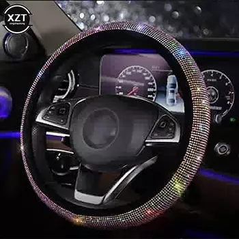 Чехол на руль со стразами 14,5-15 дюймов и сверкающим кристаллом и бриллиантами, дышащая противоскользящая защита руля автомобиля