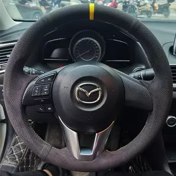 Чехол на рулевое колесо автомобиля под заказ, мягкая замша 100%, подходит для Mazda 3 Axela, Mazda 6 Atenza, Mazda 2 CX-3 CX3, CX-5 CX5, Scion