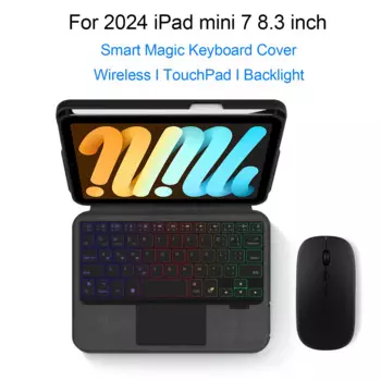 Чехол-подставка для Magic Keyboard для iPad mini (A17 Pro) 2024, чехол для iPad mini 7, 8,3 дюйма, Mini7, сенсорная панель, подсветка клавиатуры, русский, испанский