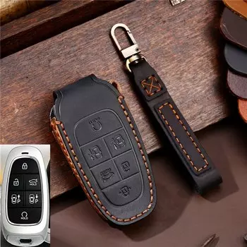 Чехол ручной работы для Hyundai Solaris Sonata Hybrid NEXO NX4, новый Grand Santa fe Tucson 2021 2022, держатель для ключей без ключа