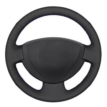Чехол рулевого колеса автомобиля черная искусственная кожа для Renault Logan 1, Sandero Symbol, Clio, Lada Largus, Nissan Almera G15