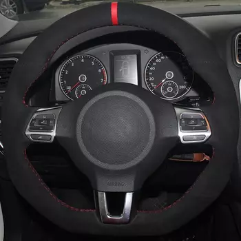 Чехол рулевого колеса автомобиля DIY Нескользящая черная замша для Volkswagen Golf 6 GTI MK6 VW Polo GTI Scirocco R Passat CC R-Line 2010