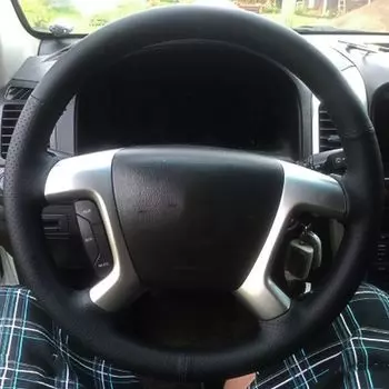 Чехол рулевого колеса автомобиля для Chevrolet Captiva 2007-2014 Silverado GMC Sierra 2007 черная кожа из микрофибры ручная работа
