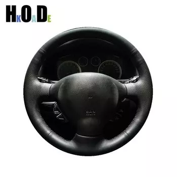 Чехол рулевого колеса автомобиля для Hyundai Santa Fe 2000 2001 2002 2003 2004 2005 2006 DIY сшитая вручную черная искусственная кожа из микрофибры