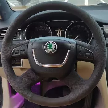 Чехол рулевого колеса автомобиля мягкая замшевая кожа для Skoda Octavia a5 Superb 2012 2013 Сделай Сам чехол на руль оболочка автомобильные аксессуары
