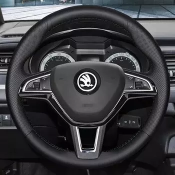 Чехол рулевого колеса автомобиля натуральная кожа 100% подходит для Skoda Octavia 2017 Fabia 2016 2017 Rapid Spaceback 2016 Superb (3 Спицы)