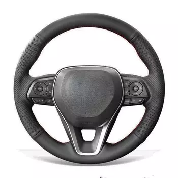 Чехол рулевого колеса автомобиля противоскользящая черная искусственная кожа для Toyota Corolla RAV4 2019-2022 Camry 2018-2022 Avalon 2019-2022