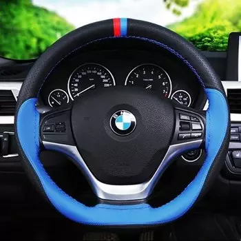 Чехол рулевого колеса автомобиля руль из искусственной кожи 38 см, нескользящий руль с иголками и нитью, аксессуары для салона автомобиля