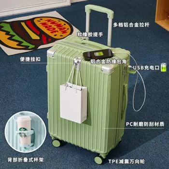 Чемодан на колесиках, держатель для стакана, Женский 20-дюймовый замок, универсальный чемодан на колесиках