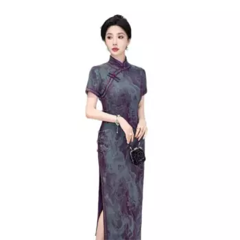 Cheongsam, новое китайское женское чувство повседневного национального стиля, длинное платье темперамента