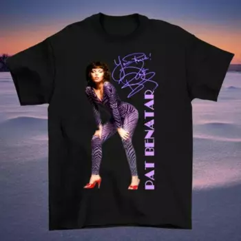 Черная хлопковая футболка унисекс Pat Benatar Signature Colleecction, все размеры S-3XL