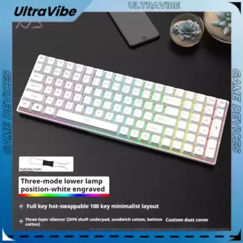 Черная клавиатура Snake Yg100, механический комплект на заказ, Rgb, Bluetooth, три режима, 2,4 ГГц, Беспроводная игровая Проводная клавиатура для видеоигр