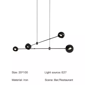 Черная люстра, современный лофт, металлический геометрический светильник, скандинавский минималистичный арт-дизайн, вилла, ресторан, гостиная, журнальный столик, лампа