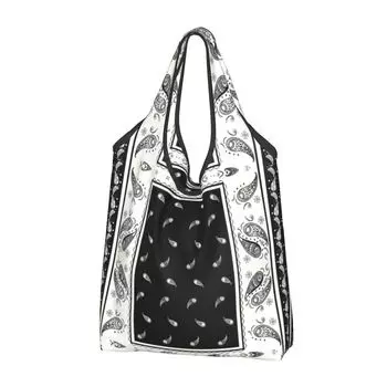 Черная полиэстер сумка-тоут с рисунком бандана