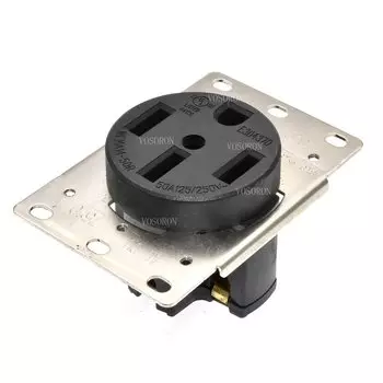 Черная промышленная электрическая розетка 50 А 125 В/250 В с защитой от выключения