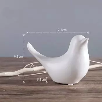 Черно-белая керамическая скульптура птицы MOONBIFFY