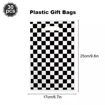 Черно-белая клетчатая подарочная сумка для гоночной вечеринки