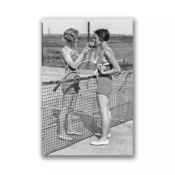 Черно-белая теннисная фотография на холсте Duknow Style