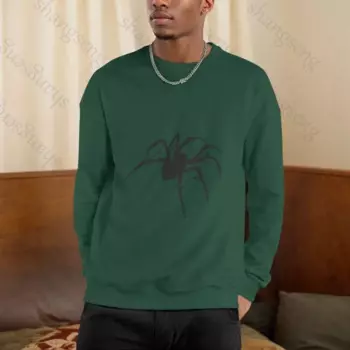 Черно-белая толстовка с пауком, топы, весенне-осенняя мужская толстовка с принтом, футболка с длинными рукавами, модная мужская футболка с круглым вырезом Harajuku