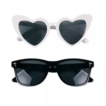 Черно-белые сердечные очки для свадьбы 2 шт