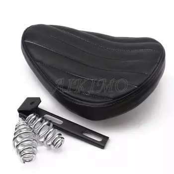 Черное кожаное сиденье для мотоцикла в стиле ретро, Solo Seat + стальной поворотный кронштейн, раздвижная t-образная панель 3,1 дюйма для Sportster 883 XL Chopper Bobber, 1 комплект