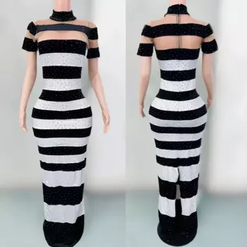 Черное серебристое женское платье дневного размера, женская одежда для певицы, подиума, бара, ночного клуба, Ds-Джея, сцены, джазовых танцев, костюм XS8616