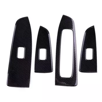 Черное углеродное волокно, панель для автомобильного стеклоподъемника, крышка переключателя, комплект отделки, нержавеющая сталь, подходит для Kia Forte K3 2019 2020 2021 2022