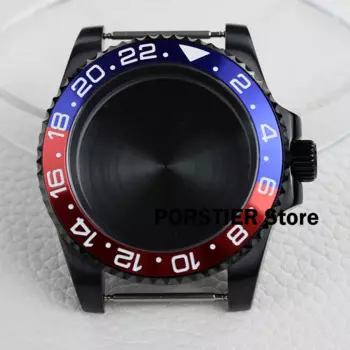 Черные часы 40 мм, зеркальное стекло из нержавеющей стали с сапфировым стеклом, водонепроницаемость, подходит для часов NH35 NH36, 28,5 мм, ремешок для часов Submariner GMT, яхта 20 мм