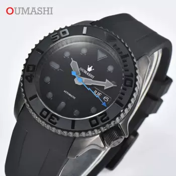 Черные часы Чехол 007 OUMASHI мужские часы новинка Мужские Роскошные автоматические часы NH36 часы из нержавеющей стали водонепроницаемые часы