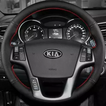 Черные чехлы на рулевое колесо из искусственной кожи Сшитые вручную автомобильные чехлы на рулевое колесо для автомобильных аксессуаров Kia Sorento 2009-2013