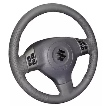 Черные крышки рулевого колеса из искусственной кожи Сшитые вручную автомобильные чехлы на рулевое колесо для Suzuki Grand Vitara 2007-2013