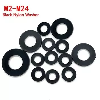 Черные нейлоновые пластиковые плоские шайбы, плоские уплотнительные уплотнения, прокладка RingM2 M3 M4 M5 M6 M8 M10 M12 M14 M16 M18 M20