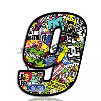 Черные с оранжевой границей панк цифры наклейки цифры 0123456789 виниловая наклейка графические автомобильные аксессуары гоночный шлем мотоцикл