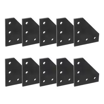 3D-принтер 90 градусов 60x60x4 мм Тип L с 5 отверстиями черные соединительные пластины для CNC 2020 V-слот алюминиевые профили упаковка из 10